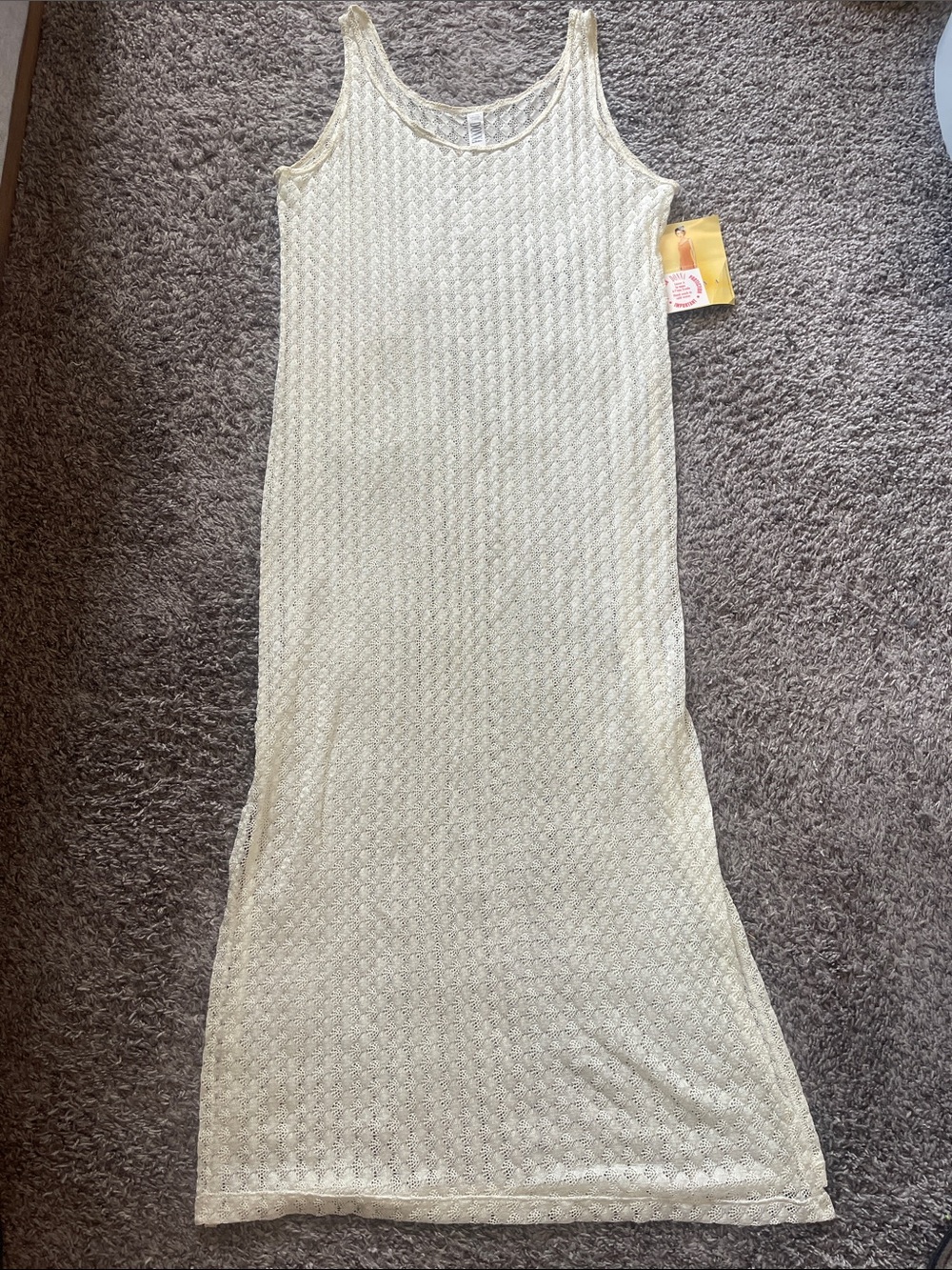DONNA Cream Lace Knit Scoop Tank